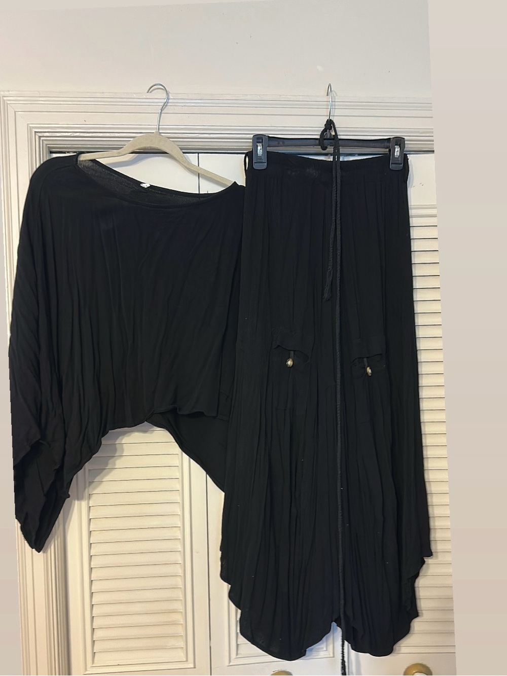 Black Women's Maxi Skirt set - Flowing Layered Design